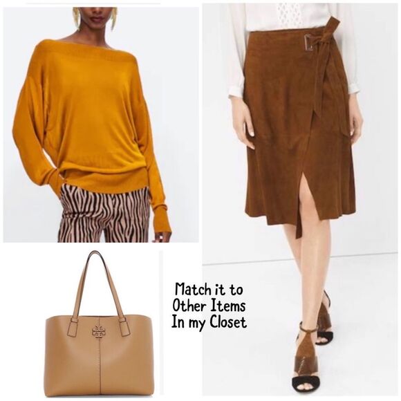 LAST CHANCE WHITE HOUSE BLACK MARKET SUEDE WRAP SKIRT - Picture 4 of 10